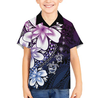 Polynesia Romantic Valentine Hawaiian Shirt Sea Turtle Couple With Purple Gradient Plumeria