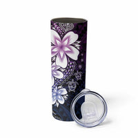 Polynesia Romantic Valentine Skinny Tumbler Sea Turtle Couple With Purple Gradient Plumeria