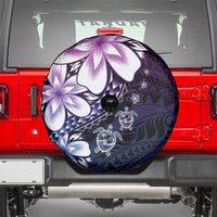 Polynesia Romantic Valentine Spare Tire Cover Sea Turtle Couple With Purple Gradient Plumeria