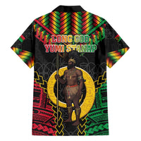Vanuatu 45th Anniversary Independence Day Family Matching Off Shoulder Maxi Dress and Hawaiian Shirt Melanesian Warrior With Sand Drawing Pattern LT05