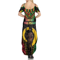 Vanuatu 45th Anniversary Independence Day Family Matching Summer Maxi Dress and Hawaiian Shirt Melanesian Warrior With Sand Drawing Pattern LT05 - Polynesian Pride