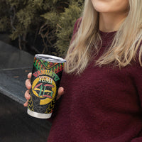 Vanuatu 45th Anniversary Independence Day Tumbler Cup Melanesian Warrior With Sand Drawing Pattern LT05