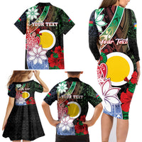 Personalised Vanuatu Shefa Day Family Matching Long Sleeve Bodycon Dress and Hawaiian Shirt Floral Pattern LT05 - Polynesian Pride
