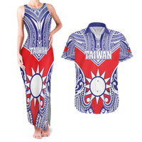 Personalised Taiwan Couples Matching Tank Maxi Dress and Hawaiian Shirt Austronesian Tribal Tattoo Red LT05 Red - Polynesian Pride