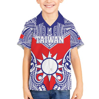 Personalised Taiwan Family Matching Off The Shoulder Long Sleeve Dress and Hawaiian Shirt Austronesian Tribal Tattoo Red LT05 Son's Shirt Red - Polynesian Pride