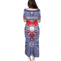 Personalised Taiwan Family Matching Puletasi and Hawaiian Shirt Austronesian Tribal Tattoo Red LT05 - Polynesian Pride