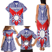 Personalised Taiwan Family Matching Tank Maxi Dress and Hawaiian Shirt Austronesian Tribal Tattoo Red LT05 - Polynesian Pride