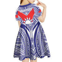 Personalised Taiwan Kid Short Sleeve Dress Austronesian Tribal Tattoo Red - Polynesian Pride