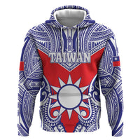 Personalised Taiwan Zip Hoodie Austronesian Tribal Tattoo Red - Polynesian Pride