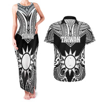 Personalised Taiwan Couples Matching Tank Maxi Dress and Hawaiian Shirt Austronesian Tribal Tattoo Black LT05 Black - Polynesian Pride