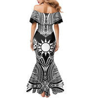 Personalised Taiwan Family Matching Mermaid Dress and Hawaiian Shirt Austronesian Tribal Tattoo Black LT05 - Polynesian Pride