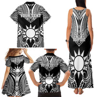 Personalised Taiwan Family Matching Tank Maxi Dress and Hawaiian Shirt Austronesian Tribal Tattoo Black LT05 - Polynesian Pride