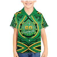 Cook Islands Constitution Day Family Matching Mermaid Dress and Hawaiian Shirt 60th Anniversary LT05 Son's Shirt Green - Polynesian Pride