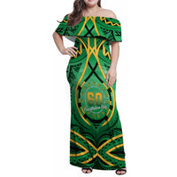 Cook Islands Constitution Day Family Matching Off Shoulder Maxi Dress and Hawaiian Shirt 60th Anniversary LT05 Mom's Dress Green - Polynesian Pride
