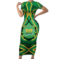 Cook Islands Constitution Day Family Matching Short Sleeve Bodycon Dress and Hawaiian Shirt 60th Anniversary LT05 Mom's Dress Green - Polynesian Pride