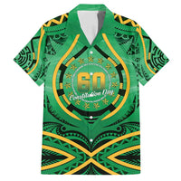 Cook Islands Constitution Day Family Matching Tank Maxi Dress and Hawaiian Shirt 60th Anniversary LT05 Dad's Shirt - Short Sleeve Green - Polynesian Pride