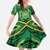 Cook Islands Constitution Day Kid Short Sleeve Dress 60th Anniversary - Polynesian Pride