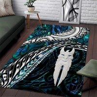 New Zealand Aotearoa Area Rug Maori Hei Rehua Paua Shell Glitter Green LT05 Green - Polynesian Pride