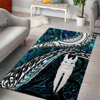 New Zealand Aotearoa Area Rug Maori Hei Rehua Paua Shell Glitter Green LT05 - Polynesian Pride