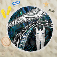 New Zealand Aotearoa Beach Blanket Maori Hei Rehua Paua Shell Glitter Green LT05 One Size 150cm Green - Polynesian Pride