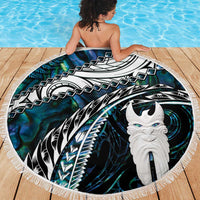 New Zealand Aotearoa Beach Blanket Maori Hei Rehua Paua Shell Glitter Green LT05 - Polynesian Pride