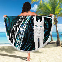 New Zealand Aotearoa Beach Blanket Maori Hei Rehua Paua Shell Glitter Green LT05 - Polynesian Pride