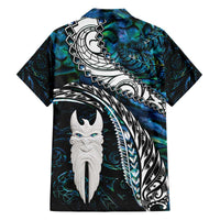 New Zealand Aotearoa Family Matching Off Shoulder Short Dress and Hawaiian Shirt Maori Hei Rehua Paua Shell Glitter Green LT05 - Polynesian Pride