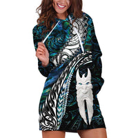 New Zealand Aotearoa Hoodie Dress Maori Hei Rehua Paua Shell Glitter Green LT05 Green - Polynesian Pride