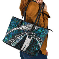 New Zealand Aotearoa Leather Tote Bag Maori Hei Rehua Paua Shell Glitter Green LT05 - Polynesian Pride