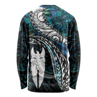 New Zealand Aotearoa Long Sleeve Shirt Maori Hei Rehua Paua Shell Glitter Green LT05 - Polynesian Pride