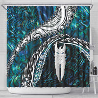 New Zealand Aotearoa Shower Curtain Maori Hei Rehua Paua Shell Glitter Green LT05 - Polynesian Pride