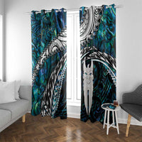 New Zealand Aotearoa Window Curtain Maori Hei Rehua Paua Shell Glitter Green LT05 With Grommets Green - Polynesian Pride