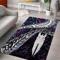 New Zealand Aotearoa Area Rug Maori Hei Rehua Paua Shell Glitter Purple LT05 - Polynesian Pride