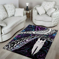 New Zealand Aotearoa Area Rug Maori Hei Rehua Paua Shell Glitter Purple LT05 - Polynesian Pride