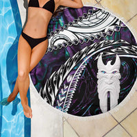 New Zealand Aotearoa Beach Blanket Maori Hei Rehua Paua Shell Glitter Purple LT05 - Polynesian Pride