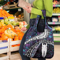 New Zealand Aotearoa Grocery Bag Maori Hei Rehua Paua Shell Glitter Purple LT05 - Polynesian Pride