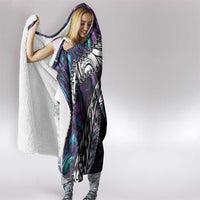 New Zealand Aotearoa Hooded Blanket Maori Hei Rehua Paua Shell Glitter Purple LT05 - Polynesian Pride