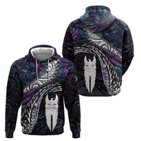 New Zealand Aotearoa Hoodie Maori Hei Rehua Paua Shell Glitter Purple