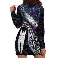 New Zealand Aotearoa Hoodie Dress Maori Hei Rehua Paua Shell Glitter Purple LT05 - Polynesian Pride