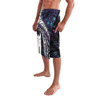 New Zealand Aotearoa Lavalava Maori Hei Rehua Paua Shell Glitter Purple LT05 - Polynesian Pride