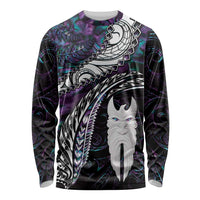 New Zealand Aotearoa Long Sleeve Shirt Maori Hei Rehua Paua Shell Glitter Purple LT05 Unisex Purple - Polynesian Pride