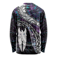 New Zealand Aotearoa Long Sleeve Shirt Maori Hei Rehua Paua Shell Glitter Purple LT05 - Polynesian Pride