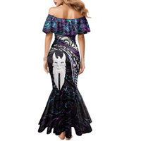 New Zealand Aotearoa Mermaid Dress Maori Hei Rehua Paua Shell Glitter Purple LT05 - Polynesian Pride