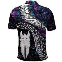 New Zealand Aotearoa Polo Shirt Maori Hei Rehua Paua Shell Glitter Purple LT05 - Polynesian Pride