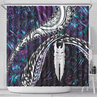 New Zealand Aotearoa Shower Curtain Maori Hei Rehua Paua Shell Glitter Purple LT05 - Polynesian Pride