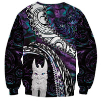 New Zealand Aotearoa Sweatshirt Maori Hei Rehua Paua Shell Glitter Purple LT05 - Polynesian Pride