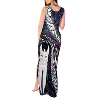 New Zealand Aotearoa Tank Maxi Dress Maori Hei Rehua Paua Shell Glitter Purple LT05 - Polynesian Pride