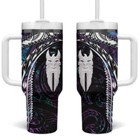 New Zealand Aotearoa Tumbler With Handle Maori Hei Rehua Paua Shell Glitter Purple LT05 One Size: 40 oz Purple - Polynesian Pride