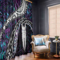New Zealand Aotearoa Window Curtain Maori Hei Rehua Paua Shell Glitter Purple LT05 - Polynesian Pride