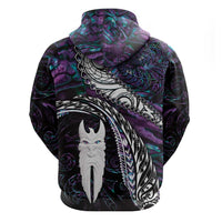 New Zealand Aotearoa Zip Hoodie Maori Hei Rehua Paua Shell Glitter Purple LT05 - Polynesian Pride